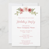 Watercolor Rozen & Hulst Bedrijfs Kerstfeest Kaart (Voorkant)