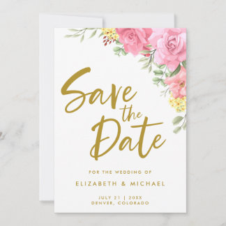 Watercolor Rozen Huwelijk Save The Date Uitnodigin Kaart
