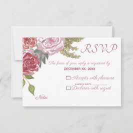 Watercolor Rozen Huwelijks RSVP Kaartje