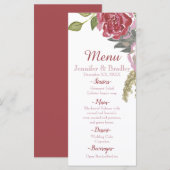 Watercolor Rozen Huwelijksmenu Menu (Voorkant / Achterkant)