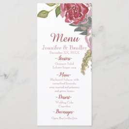 Watercolor Rozen Huwelijksmenu Menu