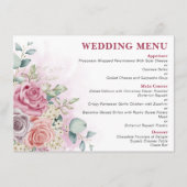 Watercolor Rozen Huwelijksmenu Menu (Voorkant)