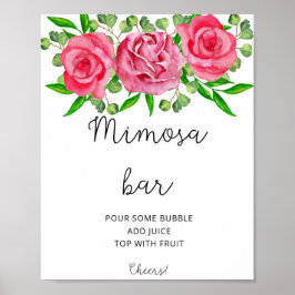 Watercolor rozen mimosa bar poster