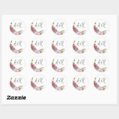 Watercolor Rozen Monogram Bloemen Ronde Sticker (Vel)
