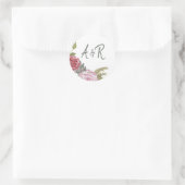 Watercolor Rozen Monogram Bloemen Ronde Sticker (Tas)