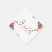 Watercolor Rozen Monogram Huwelijk Servet (Hoek)