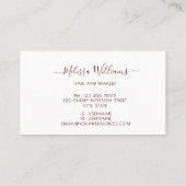 Watercolor Rozen Monogram Zwart Visitekaartje (Achterkant)