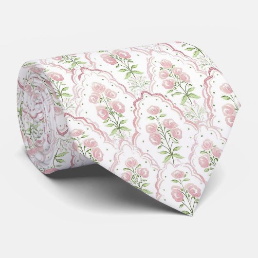 Watercolor rozen patroon halsdoek stropdas (Opgerold)