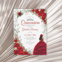Watercolor Rozen Rood en Zilver Quinceañera 