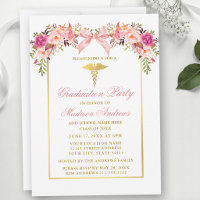 Watercolor Rozen Roze Strik Medische Afstudeerfees
