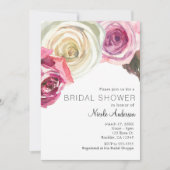Watercolor Rozen Roze & Witte Chic Bruidsdouche Kaart (Voorkant)