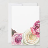Watercolor Rozen Roze & Witte Chic Bruidsdouche Kaart (Achterkant)