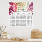 Watercolor Rozen Roze & Witte Chic Zitplaats Poster (Keuken)