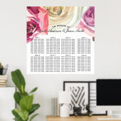 Watercolor Rozen Roze & Witte Chic Zitplaats Poster (Thuiskantoor)