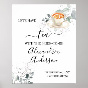 Watercolor Rozen Thee Bruidsborrel Welkom Bord Poster