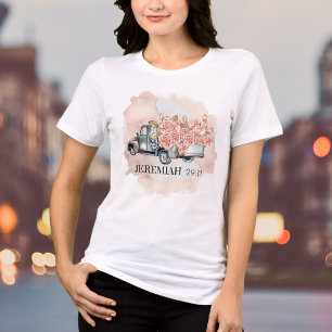 Watercolor Rozen Vintage Truck Bijbelvers Tri-Blend Shirt