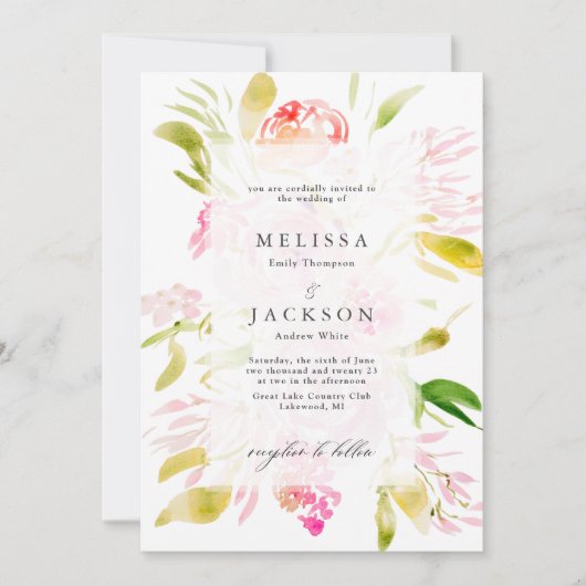 Watercolor rozenboeket kaart (Voorkant)