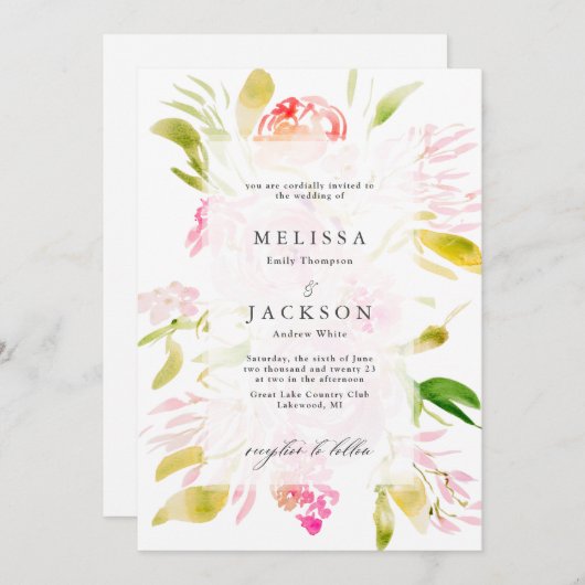 Watercolor rozenboeket kaart (Voorkant / Achterkant)