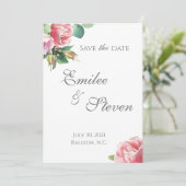 Watercolor Rozenrand Huwelijksaankondiging Kaart (Staand voorkant)