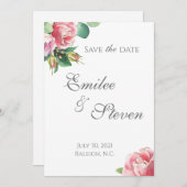 Watercolor Rozenrand Huwelijksaankondiging Kaart (Voorkant / Achterkant)