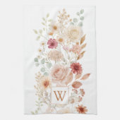 Watercolor Rozentuin Monogram Bloemig Theedoek (Verticaal)