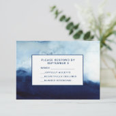 Watercolor RSVP Card Wedding Dark Blue Abstract (Staand voorkant)
