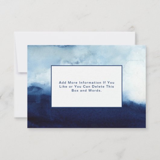 Watercolor RSVP Card Wedding Dark Blue Abstract (Achterkant)