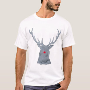 Watercolor Rudolph herten silhouet Kerstmis T-shirt