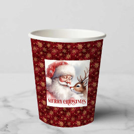 Watercolor Rudolph Santa Cute Christmas Party Cup Papieren Bekers