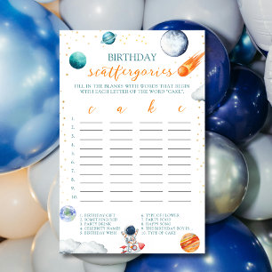 Watercolor Ruimtevaarder Verjaardag Scattergories 