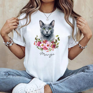 Watercolor Russische Blauwe Kat T-shirt