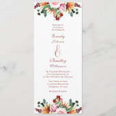Watercolor Rust Yellow Green Autumn Floral Wedding Programmakaart (Voorkant)