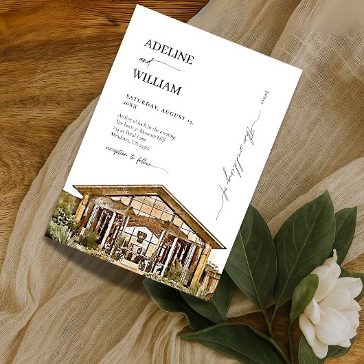 Watercolor Rustic Barn Wedding Invitation Elegant Kaart