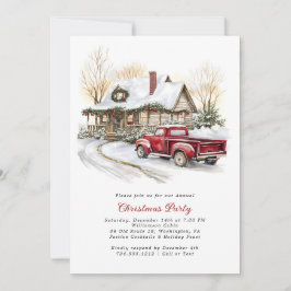 Watercolor Rustic Country Christmas Party  Kaart