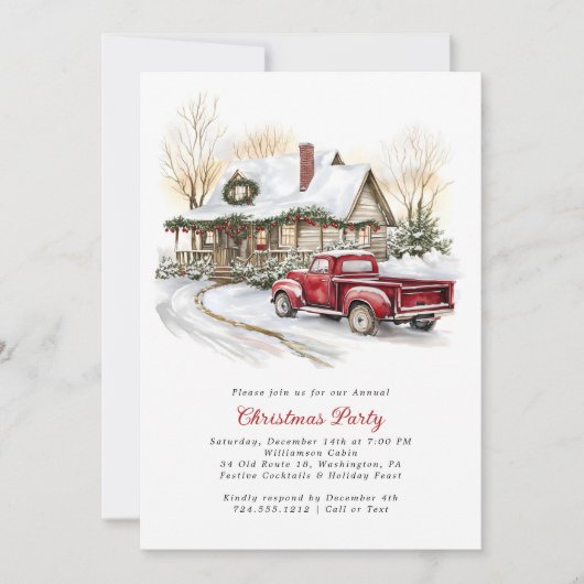 Watercolor Rustic Country Christmas Party  Kaart (Voorkant)