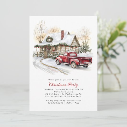 Watercolor Rustic Country Christmas Party  Kaart (Staand voorkant)