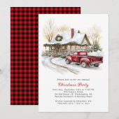 Watercolor Rustic Country Christmas Party  Kaart (Voorkant / Achterkant)