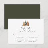 Watercolor Rustic Mountain Pine Forest Wedding RSVP Kaartje (Voorkant / Achterkant)