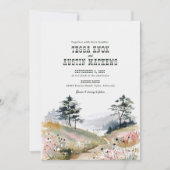 Watercolor Rustic Mountain Wedding Invitation Kaart (Voorkant)