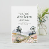 Watercolor Rustic Mountain Wedding Invitation Kaart (Staand voorkant)