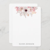 Watercolor Rustic Pink Floral Personalized Notitiekaartje (Voorkant / Achterkant)