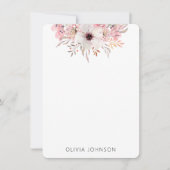 Watercolor Rustic Pink Floral Personalized Notitiekaartje (Voorkant)