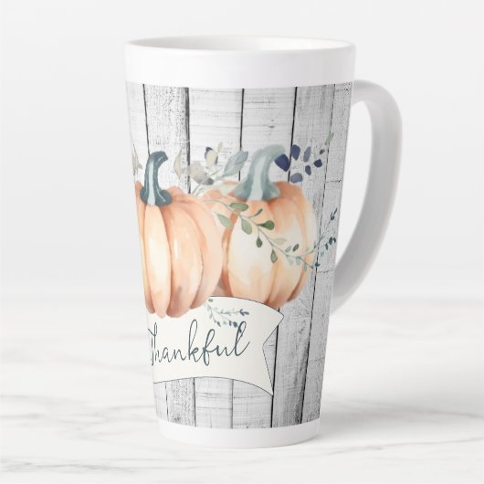 Watercolor Rustic Pumpkins Latte Mok (Rechterhoek)