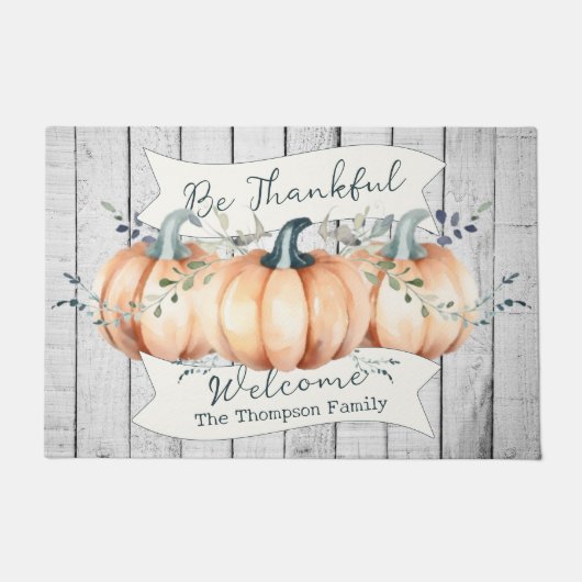 Watercolor Rustic Pumpkins Personalized Deurmat (Voorkant)