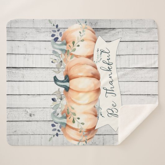 Watercolor Rustic Pumpkins Sherpa Deken (Voorkant (horizontaal))