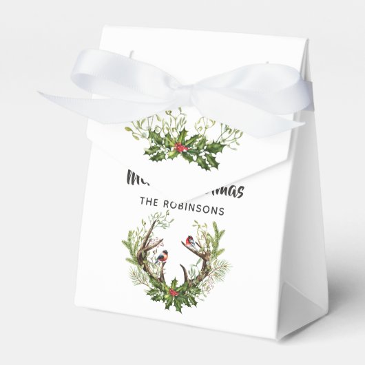 Watercolor Rustic Rendier Kerstmis Bedankdoosjes (Voorkant Zijde)