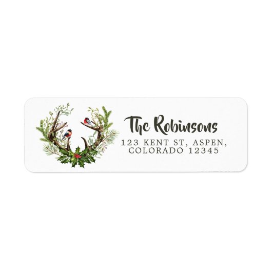 Watercolor Rustic Rendier Kerstmis Etiket (Voorkant)