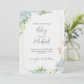 Watercolor Rustieke Blauwe Bloem&Botanisch Kaart (Staand voorkant)