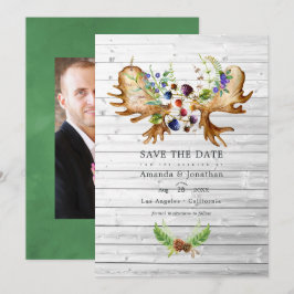 Watercolor Rustieke Bos Huwelijksfoto Save The Date