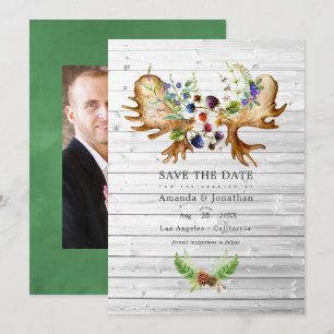 Watercolor Rustieke Bos Huwelijksfoto Save The Date